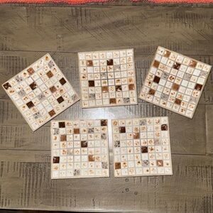 MCM vintage Mosaic Tile trinket bowls/coasters Set of 5